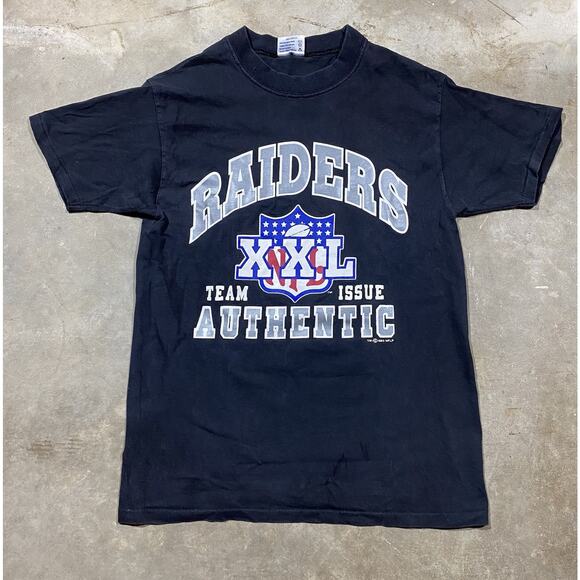 Vintage 1993 Raiders NFL Team Issue Authentic T-Shirt Black M USA Made Bike - Picture 1 of 11